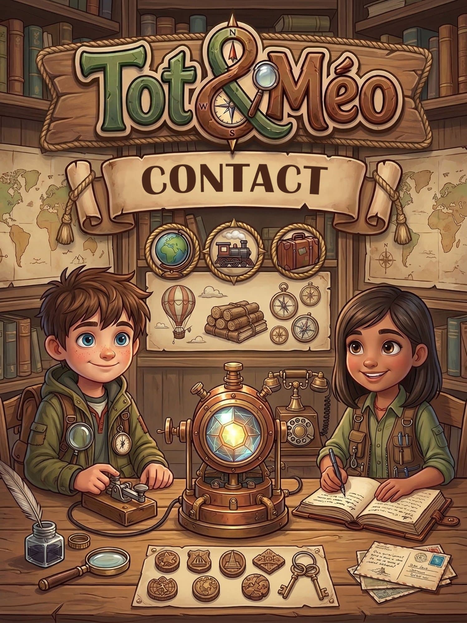 Tot et Méo au bureau de contact