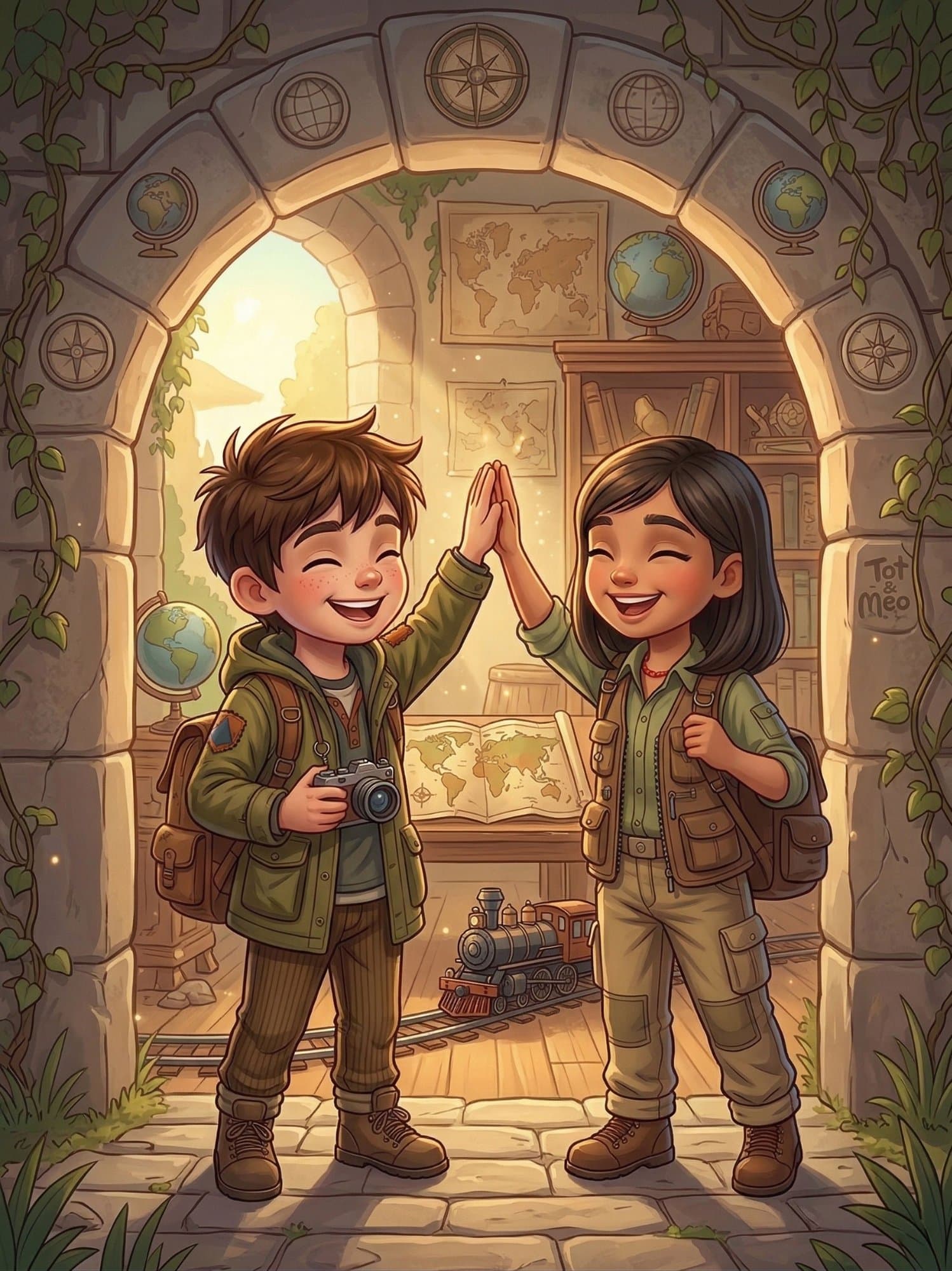 Tot et Méo se font un high five